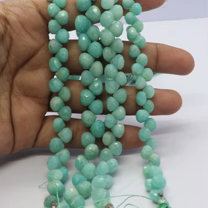 Perles d'Amazonite facettées en forme d'oignon 6-7 mm, perles de pierre précieuse d'Amazonite, 8 pouces, perles d'Amazonite facettées en forme d'oignon pour la création de bijoux - Product Image 1