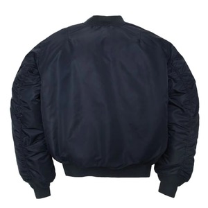 Men's Navy Blue Bomber <b>Jacket</b> Solid Color Zipper Closure Windproof Casual Outerwear Polyester Shell Orange Lining - Product Image 5