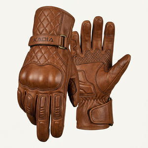Gants de moto vintage en cuir véritable marron pour hommes, gants de course à doigts entiers, gants de protection pour la conduite de moto avec logo personnalisé - Product Image 1