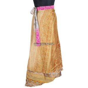 New Stylish Recycled Reversible Silk Sari <b>Wrap</b> <b>Skirts</b> Reversible Silk Magic 38 Inch <b>Wrap</b> <b>Skirt</b> Halter Tube Indian Handmade - Product Image 4