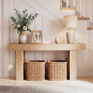 63\" Farmhouse Console <b>Table</b> with Spacious Bottom Storage Narrow <b>Pine</b> Entryway <b>Table</b> for Home Apartment or Hotel Use - Product Image 6