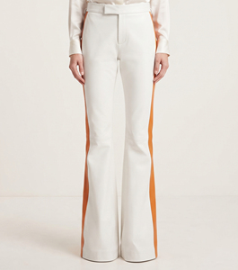 Pantalones de cuero para mujer al por mayor, pantalones de cuero de pierna ancha con cintura ajustable para mujer, pantalones de cuero acampanados para niñas, de primera calidad - Product Image 1