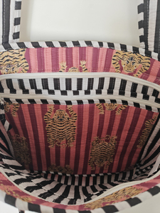 For Floral Print <b>Medium</b> <b>Size</b> Cotton Beach Tote <b>Bag</b> with Double Handles Zipper Closure Daily Use - Product Image 2