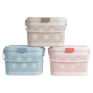 Panier de rangement en plastique fait main HOKORI avec couvercle, écologique, organisateur moderne, décoration intérieure, rangement pour jouets et linge - Product Image 4