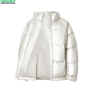 Premium Bright Finish Vinyl Puffer <b>Jacket</b> Men Wet Look Hip Hop Bubble Coat Warm Thick Quilted Streetwear Parka - Product Image 1
