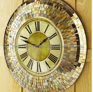 Antique Style Mosaic Glass Hanging Iron Wall Clock Single Face Modern Design with High Quality Metal Needle Display - Product Image 1