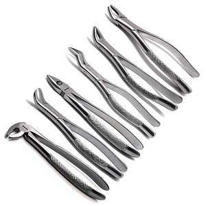 Ensemble de forceps chirurgicaux dentaires en acier inoxydable, poignée moletée manuelle, kit d'instruments de classe I - Product Image 1