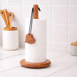 Handmade Acacia Wood <b>Kitchen</b> <b>Paper</b> Holder, Vertical Wooden Tissue Roll Stand Organizer, Vietnam Export Wholesale - Product Image 3