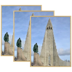 Modern Thin <b>Gold</b> Poster <b>Frames</b> Three Piece Wall Art Decor Set Matching Set Of 3 Contemporary Wooden Photo <b>Frames</b> For Living Room - Product Image 1