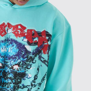 Sweat à capuche imprimé pour homme, coupe ample, coupe-vent, respirant, 100 % coton, écologique, avec poches, style streetwear, pour l'hiver - Product Image 4