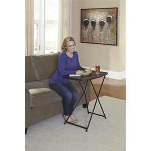 Tavolo da pranzo pieghevole con altezza regolabile da 26 pollici, nero - Product Image 6