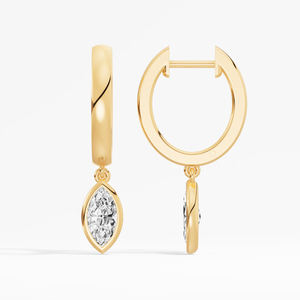 Pendientes de Aro ZAWO HOUSE Premium para Mujer con Diamantes VVS1 Corte Marquesa, Plata de Ley 925 con Engaste de Bisel, Bañados en Plata, Regalo - Product Image 2