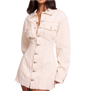 เดรสยีนส์ลำลองแบบเรียบง่ายสำหรับผู้หญิง ผ้าเนื้อนุ่มสบาย ซักง่าย ขายส่ง ปรับแต่งได้ มีตัวอย่างฟรี คุณภาพดีที่สุด - Product Image 6