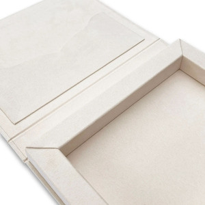Ivory Suede Hinged Lid Invitation <b>Box</b> | Luxury Acrylic <b>Wedding</b> <b>Card</b> <b>Box</b>, Foil Stamp Custom | Wholesale, Made in Thailand - Product Image 4