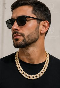 Premium <b>iced</b> <b>out</b> Cuban link <b>chain</b> necklace luxurious gold tone sparkling stones bold hip hop fashion secure box clasp durable - Product Image 6