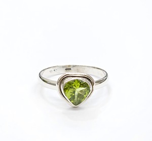 Classic Heart Shape Green Peridot <b>Ring</b> in 925 Sterling <b>Silver</b> Minimalist <b>Solitaire</b> Gemstone Jewelry for Women - Product Image 1