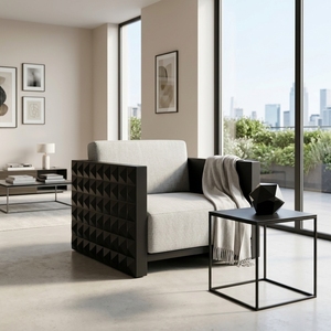 Sillón individual de madera premium, estilo minimalista moderno, de teca, con cojín cómodo, para decoración de sala de estar. - Product Image 4
