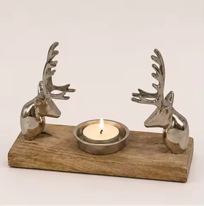 Stainless Steel <b>Christmas</b> Tree <b>Tea</b> <b>Light</b> Holder with Wooden Base for <b>Christmas</b> Home Decoration - Product Image 5