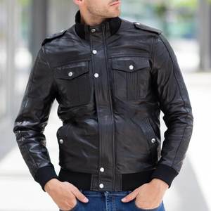 Nouvelle veste en cuir noire personnalisée avec logo pour hommes, veste classique en cuir pour hommes, veste streetwear, veste d'hiver de haute qualité - Product Image 6