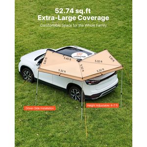 Tenda Laterale per Auto da 52 Piedi Quadrati, 270 Gradi, Impermeabile, Protezione UV50+, con Borsa per il Trasporto, per Tutte le Condizioni Meteo, Autoportante, per Camion - Product Image 3