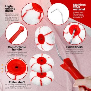 Kit Rullo per Pittura Angoli da 10 Pezzi con 9 Utensili per Angoli in Cartongesso e Rullo per Pittura da 3 Pollici con Manico da 12 Pollici per Applicazione Stucco - Product Image 3