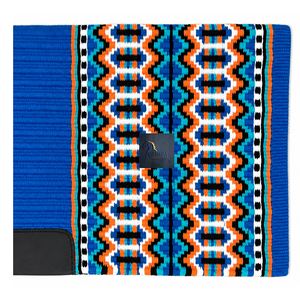 Manta de Silla de Montar ASHMIRA EQUESTRIAN, Diseño Azteca, Tejida a Mano, Mezcla de Lana, Color Azul Turquesa y Naranja, con Patrón Geométrico, para Caballos - Product Image 2