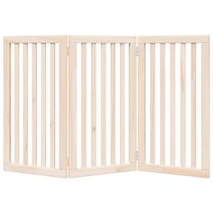 Ensemble de 3 clôtures et enclos pliables moyens en bois de peuplier naturel pour chiens - Product Image 4