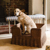 Lit pour chien en rotin brun foncé, dossier haut, tressé, canapé-lit pour animaux de compagnie, chaise-coussin, lit de luxe, grand canapé pour chien, mobilier de salon pour animaux de compagnie