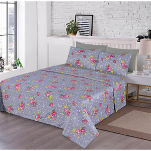 Literie OEM Queen King, ensemble de draps de lit 4 pièces pour mariage, microfibre brossée, imprimé floral en 3d, résistant à la décoloration et au rétrécissement - Product Image 1