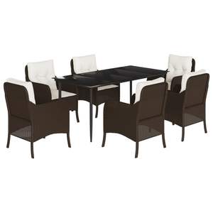 Juego de comedor de jardín de ratán PE marrón de 7 piezas, modelo D0100H5CY5T, resistente y duradero. - Product Image 2