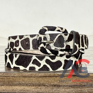 Nuevo pelo hecho a mano en estampado de animales cinturón de mujer occidental hecho a mano 100% cuero Real estilo bohemio cubierta de piel hebilla cinturón para Jeans - Product Image 1