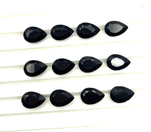 Onyx noir naturel de qualité supérieure, 8x5 mm, facetté en forme de poire, pierre précieuse en vrac pour la fabrication de bijoux, pendentifs, bagues et artisanat sur mesure - Product Image 2