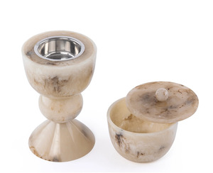 Handmade Swirled Resin Bakhoor Burner Set with Lid Aromatic <b>Diffuser</b> <b>Oud</b> Holder All Season Use Green Stone Design Mubakhar - Product Image 5