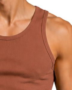 Manufacturer Custom Men <b>Rust</b> Brown Ribbed Tank <b>Top</b> Slim Fit Sleeveless Cotton Gym Vest Casual Summer Athletic Bodybuilding <b>Top</b> - Product Image 4