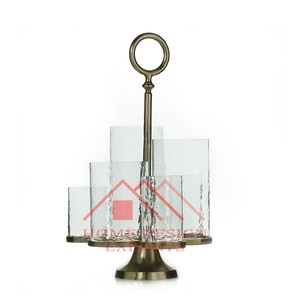 Porte-bougie métallique très demandé, style hurricane, pour centre de table de mariage, arrangement de bougies - Product Image 2