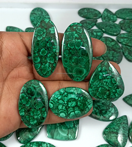 Audited Manufacturer Natural <b>Leaf</b> Malachite Loose Gemstones Cabochons Faceted Stones Wholesale Bulk Export Supplier - Product Image 4