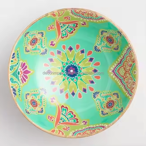 Cuenco de madera con diseño de esmalte impreso, cuenco de madera con mango para servir, seguro para alimentos, agrega una hermosa sensación orgánica a tu mesa - Product Image 2