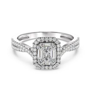 แหวนหมั้นทรงกลุ่มมรกตแบบเฮโล - Product Image 3