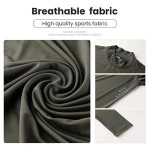 Customize Stretch Slim Fit T <b>Shirt</b> High Neck <b>Mens</b> Workout Fitness Gym T-<b>shirt</b> Sportswear Long Sleeve De <b>Compression</b> <b>Shirts</b> - Product Image 3