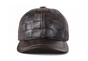 Casquette de baseball unisexe en cuir marron avec motif tissé, chapeau décontracté tendance pour adultes, à porter en toutes saisons - Product Image 2