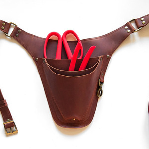 Cinturón de herramientas ajustable de cuero para floristería, organizador de jardinería de alta resistencia, con múltiples bolsillos, profesional, OEM, al por mayor, cinturón de herramientas personalizado. - Product Image 1