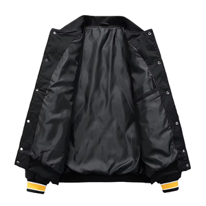 Chaqueta Varsity Sostenible para Hombre – 100% Lana Reciclada Post-Consumo con Detalles de Punto Acanalado de Algodón Orgánico - Product Image 2