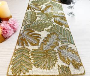 Chemin de table perlé fait main, motif rayé uni, multicolore, polyester/coton, pour hôtel et maison, décoratif, Rachita Shahi Choudhary - Product Image 1