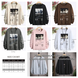 Sudadera blanca con cuello redondo para hombre, estampada con gráfico del puente de Nueva York y texto motivacional, estilo streetwear, corte regular. - Product Image 2