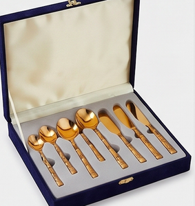Ensemble de cuillères de service en bambou plaqué or, finition miroir, design moderne durable, ustensiles de fête et articles de cuisine - Product Image 6