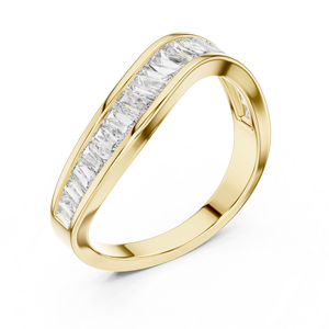 Anillo de compromiso de oro amarillo de 14 quilates con diamantes talla baguette engastados en canal, estilo princesa - Product Image 2