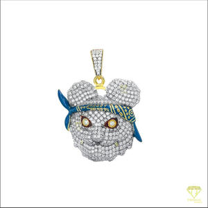 Pendentif animalier de dessin animé fait main avec design glacé et pierres de diamant Moissanite VVS - Product Image 3