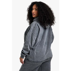 Sudadera con capucha de algodón de lujo, extragrande, con logo personalizado, hombros caídos, informal, larga, para mujer, de punto. - Product Image 6