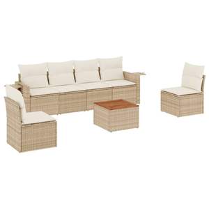 Ensemble de canapés de jardin en rotin PE, 7 pièces, beige, mobilier d'extérieur résistant aux intempéries, design contemporain - Product Image 4