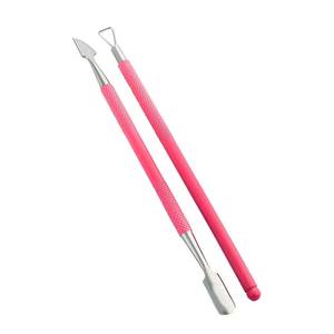 Pousse-cuticules double embout en acier inoxydable avec manche rose – Outil de manucure réutilisable à double tête pour l'élimination des cuticules - Product Image 5